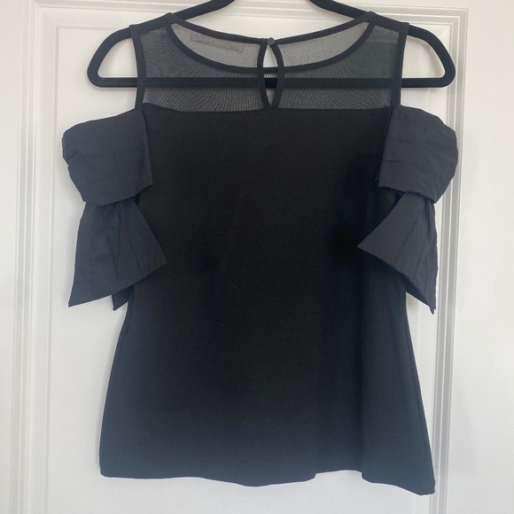 Anne Fontaine Black Myrtille Cut Out Bow Top - Picture 3 of 5
